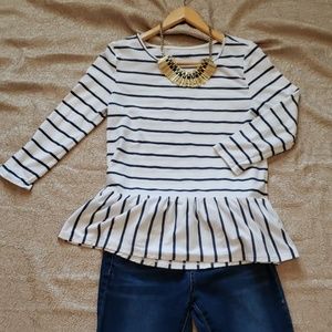 Peplum top with stripes